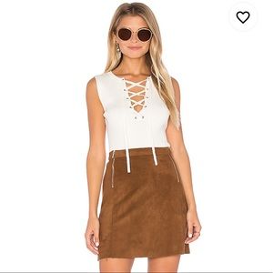 Sleeveless Lace Up Sweater in Chalk